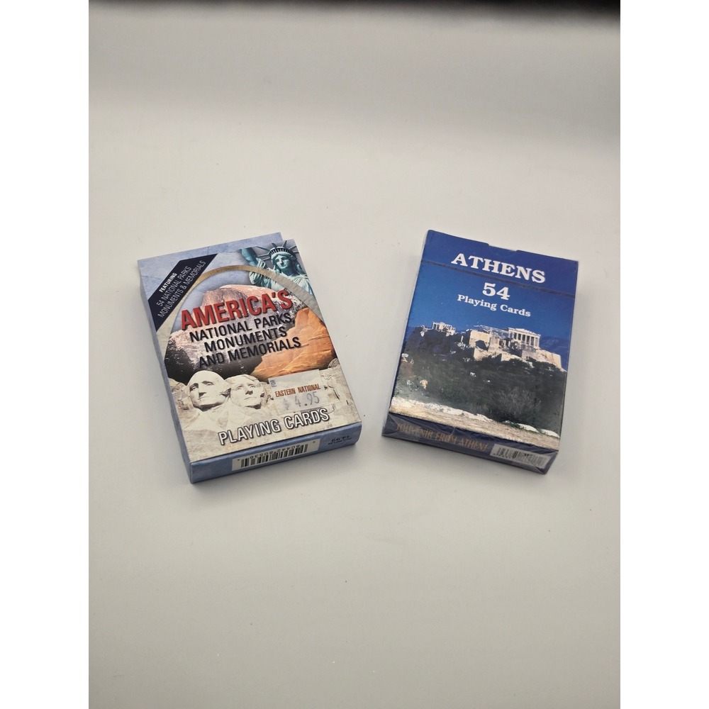 National Parks & Athens Greece Souvenir Playing Cards Bundle 2 Decks Sealed